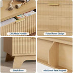 Commode à 6 tiroirs, commode moderne du milieu du siècle de 120 cm de large avec poignée dorée, commode à tiroirs cannelés, meuble TV, organisateur de rangement pour salon