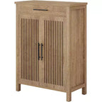 Meuble de rangement pour chaussures à 5 niveaux avec portes persiennes et tiroir, organisateur de chaussures avec étagères réglables pour entrée, couloir, placard, naturel