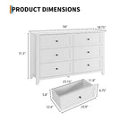 Commode à 6 tiroirs pour chambre à coucher, commodes en bois de 137 cm de large avec grand rangement, commode sans poignée meuble TV pour salon et couloir, lot de 2