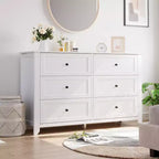 Commode à 6 tiroirs pour chambre à coucher, commodes en bois de 137 cm de large avec grand rangement, commode sans poignée meuble TV pour salon et couloir, lot de 2