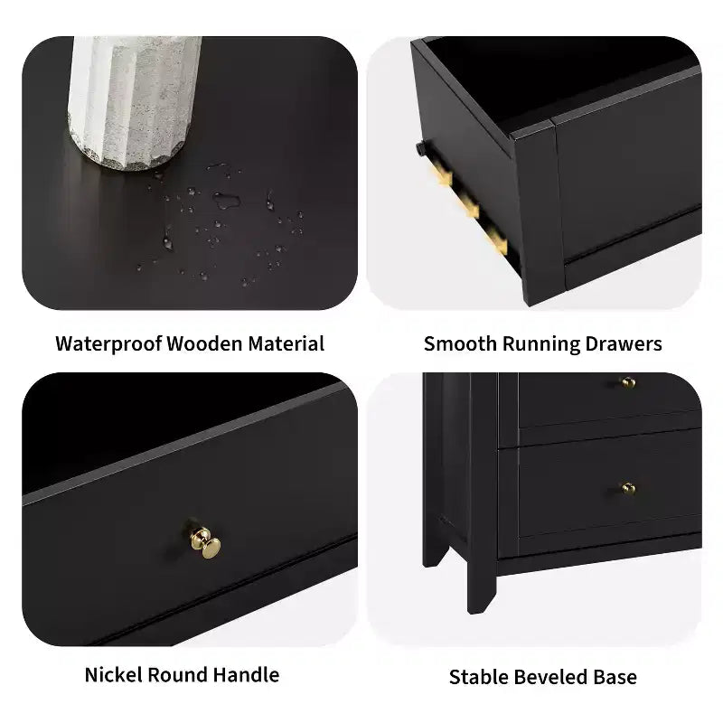 Commode à 6 tiroirs pour chambre à coucher, commodes en bois de 137 cm de large avec grand rangement, commode sans poignée meuble TV pour salon et couloir, lot de 2