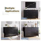 Commode à 6 tiroirs pour chambre à coucher, commodes en bois de 137 cm de large avec grand rangement, commode sans poignée meuble TV pour salon et couloir, lot de 2
