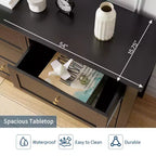 Commode à 6 tiroirs pour chambre à coucher, commodes en bois de 137 cm de large avec grand rangement, commode sans poignée meuble TV pour salon et couloir, lot de 2
