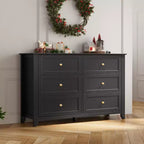 Commode à 6 tiroirs pour chambre à coucher, commodes en bois de 137 cm de large avec grand rangement, commode sans poignée meuble TV pour salon et couloir, lot de 2
