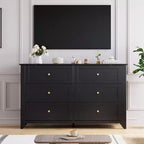 Commode à 6 tiroirs pour chambre à coucher, commodes en bois de 137 cm de large avec grand rangement, commode sans poignée meuble TV pour salon et couloir, lot de 2