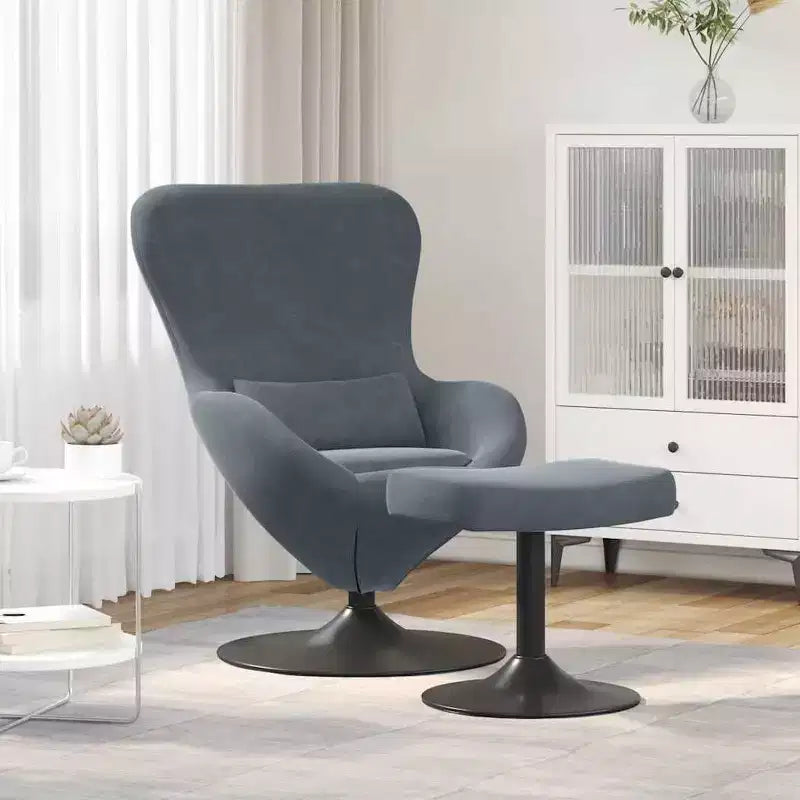 Fauteuil Œuf avec Repose-pieds Velours