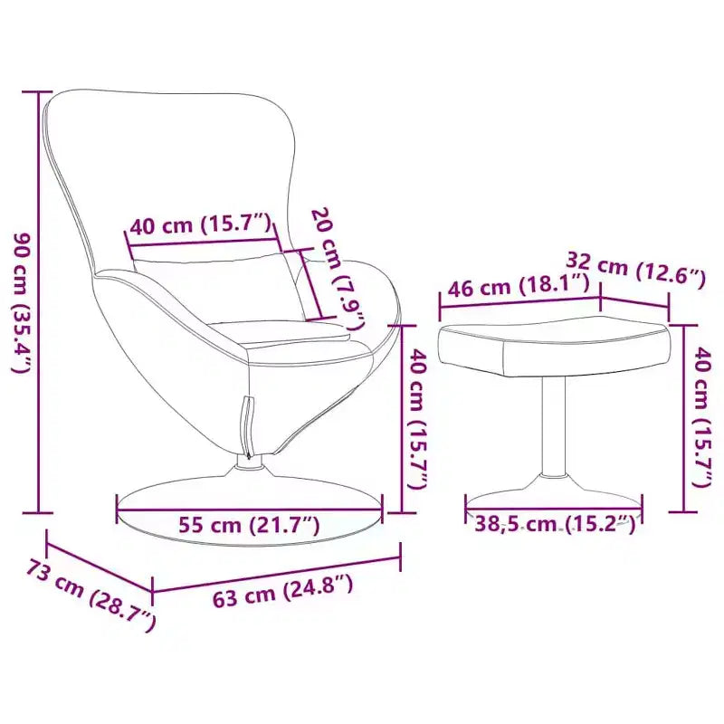 Fauteuil Œuf avec Repose-pieds Velours