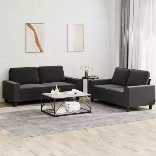 Ensemble de canapés 2 pièces en tissu noir
