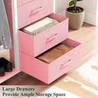 Commode roulante de 45 pouces avec miroir, organisateur de placard avec 5 tiroirs en tissu et station de recharge
