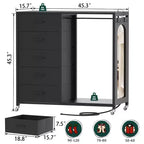 Commode roulante de 45 pouces avec miroir, organisateur de placard avec 5 tiroirs en tissu et station de recharge