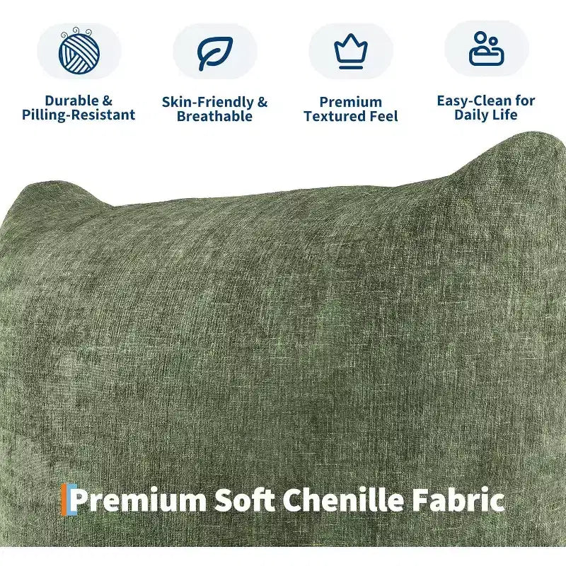 Canapé modulaire, Canapé nuage en chenille, Canapé sans accoudoirs à assise profonde pour salon, Petit espace, Vert
