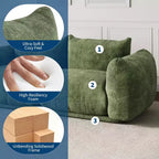 Canapé modulaire, Canapé nuage en chenille, Canapé sans accoudoirs à assise profonde pour salon, Petit espace, Vert