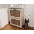 Meuble à Chaussures Moderne à 2 Niveaux avec Panneaux en Maille, Gris Clair, Construction en Bois, Organisateur de Rangement pour Entrée pour 12 Paires