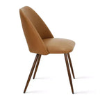 Ensemble de salle à manger rond 5 pièces en verre avec chaises en similicuir, ensemble de table de cuisine moderne avec pieds en noyer pour 4 personnes-Panipeachy