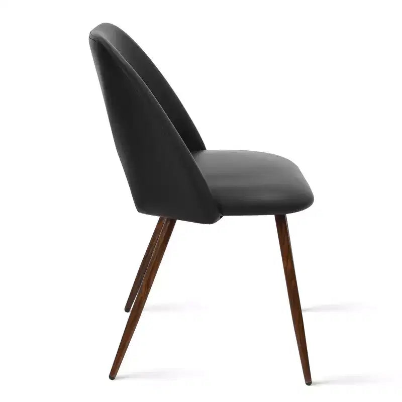 Ensemble de salle à manger rond 5 pièces en verre avec chaises en similicuir, ensemble de table de cuisine moderne avec pieds en noyer pour 4 personnes-Panipeachy