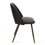 Ensemble de salle à manger rond 5 pièces en verre avec chaises en similicuir, ensemble de table de cuisine moderne avec pieds en noyer pour 4 personnes-Panipeachy