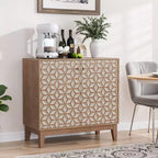 31.5 Rustic Accent Cabinet with Adjustable Shelves and Geometric Doors, Farmhouse Storage Cabinet for Living Room, Kitchen or Entryway - Panipeachy
