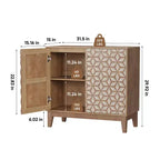 Meuble d'appoint rustique de 80 cm avec étagères réglables et portes géométriques, buffet de rangement style ferme pour salon, cuisine ou entrée