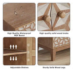 Meuble d'appoint rustique de 80 cm avec étagères réglables et portes géométriques, buffet de rangement style ferme pour salon, cuisine ou entrée