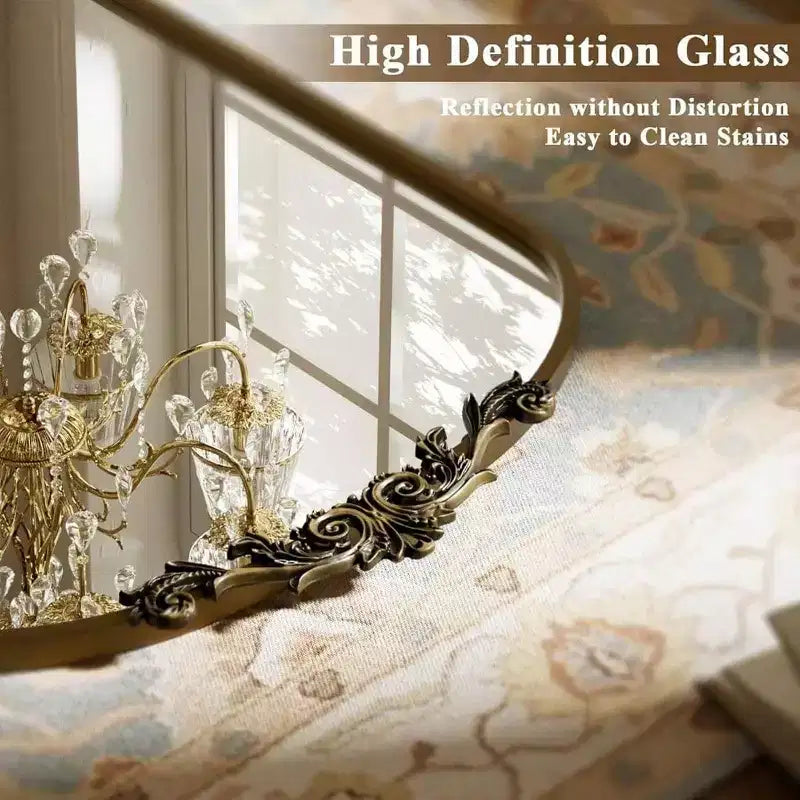 Miroir arche 56x21 - Baroque Vintage Grand Format. À accrocher ou à poser pour l'entrée, la cheminée ou la salle de bain