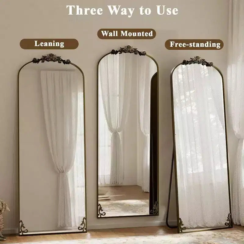 Miroir arche 56x21 - Baroque Vintage Grand Format. À accrocher ou à poser pour l'entrée, la cheminée ou la salle de bain