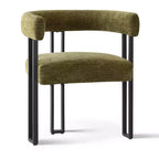 Ensemble de salle à manger rond 7 pièces avec 6 chaises rembourrées en chenille, table moderne sur pied de 52 po avec chaises de salle à manger à pieds en métal pour la cuisine-Panipeachy