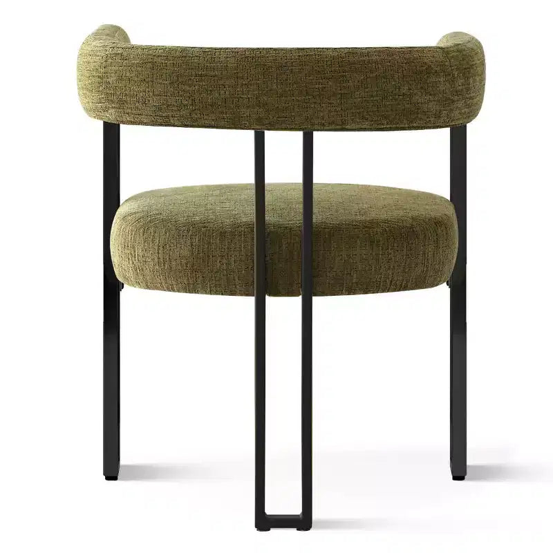 Ensemble de salle à manger rond 7 pièces avec 6 chaises rembourrées en chenille, table moderne sur pied de 52 po avec chaises de salle à manger à pieds en métal pour la cuisine-Panipeachy