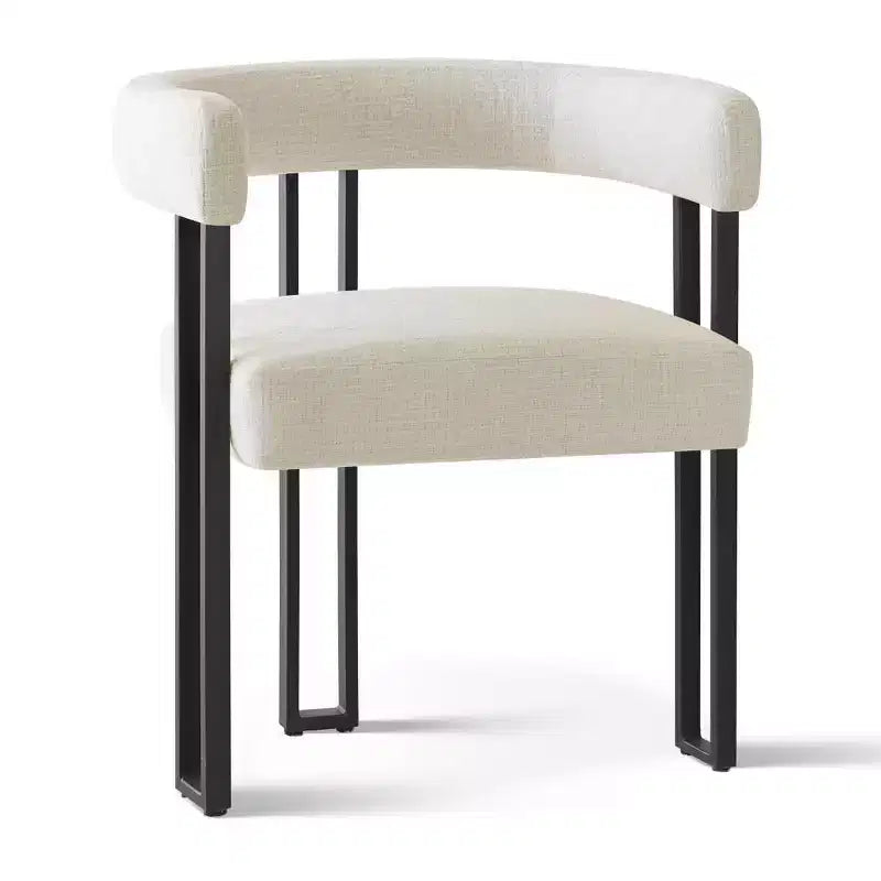 Ensemble de salle à manger rond 7 pièces avec 6 chaises rembourrées en chenille, table moderne sur pied de 52 po avec chaises de salle à manger à pieds en métal pour la cuisine-Panipeachy