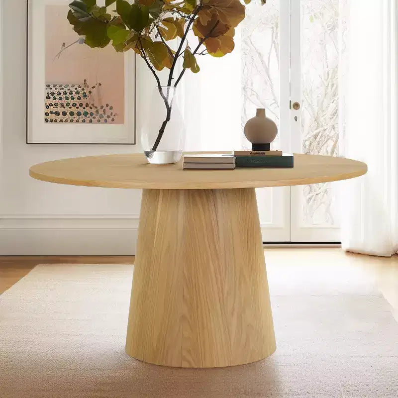 Ensemble de salle à manger rond 7 pièces avec 6 chaises rembourrées en chenille, table moderne sur pied de 52 po avec chaises de salle à manger à pieds en métal pour la cuisine-Panipeachy