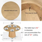 Ensemble de salle à manger rond 7 pièces avec 6 chaises rembourrées en chenille, table moderne sur pied de 52 po avec chaises de salle à manger à pieds en métal pour la cuisine-Panipeachy