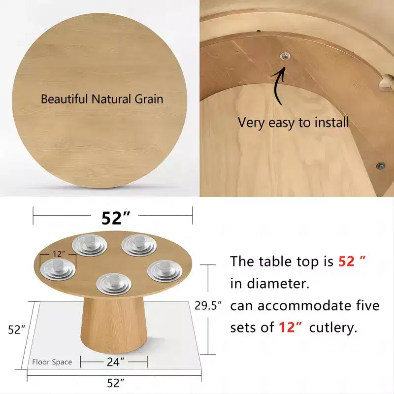 Ensemble de salle à manger rond 7 pièces avec 6 chaises rembourrées en chenille, table moderne sur pied de 52 po avec chaises de salle à manger à pieds en métal pour la cuisine-Panipeachy