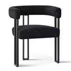 Ensemble de salle à manger rond 7 pièces avec 6 chaises rembourrées en chenille, table moderne sur pied de 52 po avec chaises de salle à manger à pieds en métal pour la cuisine-Panipeachy
