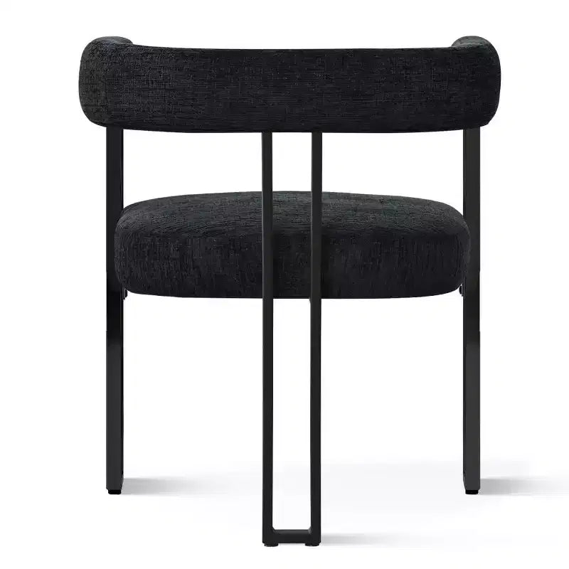 Ensemble de salle à manger rond 7 pièces avec 6 chaises rembourrées en chenille, table moderne sur pied de 52 po avec chaises de salle à manger à pieds en métal pour la cuisine-Panipeachy