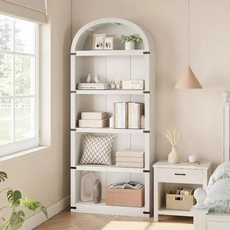 Bibliothèque avec portes Étagère arquée de 182 cm de haut Armoire de style campagnard avec étagères Bibliothèques en bois pour bureau à domicile, salon