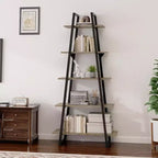 Étagère bibliothèque trapézoïdale à 5 niveaux, étagère de rangement verticale avec supports métalliques, étagère ouverte rustique, pour salon, bureau, cuisine
