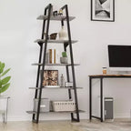 Étagère bibliothèque trapézoïdale à 5 niveaux, étagère de rangement verticale avec supports métalliques, étagère ouverte rustique, pour salon, bureau, cuisine