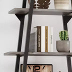 Étagère bibliothèque trapézoïdale à 5 niveaux, étagère de rangement verticale avec supports métalliques, étagère ouverte rustique, pour salon, bureau, cuisine