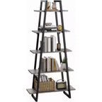 Étagère bibliothèque trapézoïdale à 5 niveaux, étagère de rangement verticale avec supports métalliques, étagère ouverte rustique, pour salon, bureau, cuisine