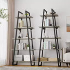 Étagère bibliothèque trapézoïdale à 5 niveaux, étagère de rangement verticale avec supports métalliques, étagère ouverte rustique, pour salon, bureau, cuisine