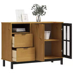 Buffet avec porte vitrée 110x40x80 cm en pin massif