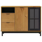 Buffet avec porte vitrée 110x40x80 cm en pin massif