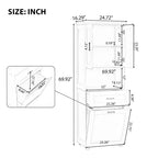 Meuble de salle de bain haut avec panier à linge, tiroir basculant et rangement supérieur