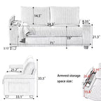 Causeuse moderne en velours côtelé de 71 po avec rangement, grand canapé 2 places à assise profonde pour petit salon ou appartement
