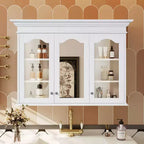 CASAINC 40 Medicine Cabinet with Mirror Doors and Shelves, Glass Door Wall Mounted Bathroom Cabinet