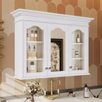 40 Armoire à pharmacie avec portes et étagères miroir, Armoire murale de salle de bain avec porte vitrée
