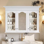 40 Armoire à pharmacie avec portes et étagères miroir, Armoire murale de salle de bain avec porte vitrée