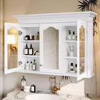 40 Armoire à pharmacie avec portes et étagères miroir, Armoire murale de salle de bain avec porte vitrée