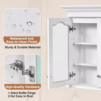 40 Armoire à pharmacie avec portes et étagères miroir, Armoire murale de salle de bain avec porte vitrée
