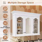 40 Armoire à pharmacie avec portes et étagères miroir, Armoire murale de salle de bain avec porte vitrée