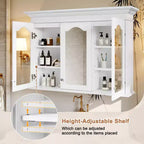 40 Armoire à pharmacie avec portes et étagères miroir, Armoire murale de salle de bain avec porte vitrée